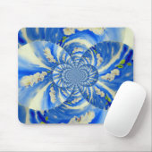 Abstract wit blauw bloemenschilderij muismat (Met muis)