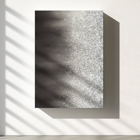 Abstract wit- en grijs modern glitter-schilderij canvas afdruk