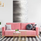 Abstract wit- en grijs modern glitter-schilderij canvas afdruk (Insitu (Woonkamer))