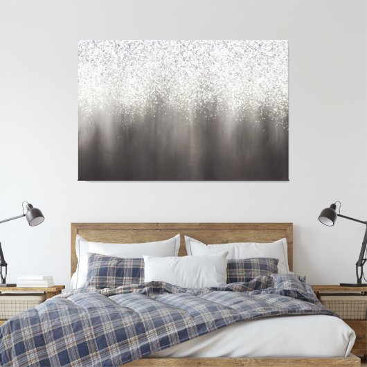 Abstract wit en grijs ombre glitter schilderen canvas afdruk (Insitu (Slaapkamer))