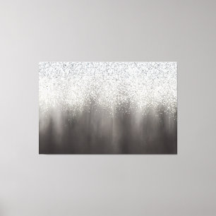 Abstract wit en grijs ombre glitter schilderij canvas afdruk