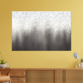 Abstract wit- en grijsschaduw glitter-schilderij canvas afdruk (Insitu (Woonkamer))