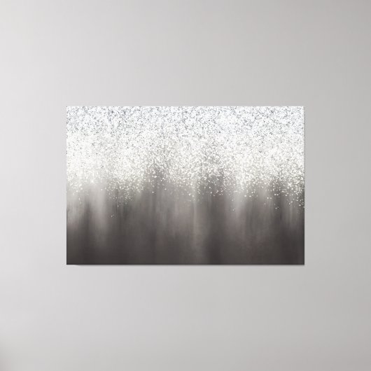 Abstract wit- en grijsschaduw glitter-schilderij canvas afdruk (Voorkant)