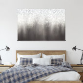 Abstract wit- en grijsschaduw glitter-schilderij canvas afdruk (Insitu (Slaapkamer))