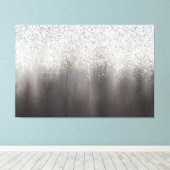 Abstract wit- en grijsschaduw glitter-schilderij canvas afdruk (Insitu (Houten vloer))