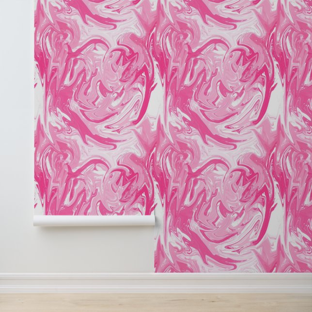 Abstract Wit en Roze Marmeren Patroon Behang (Applicatie)