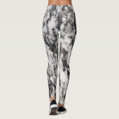 Abstract wit en zwart vlekkenpatroon leggings (Achterkant)