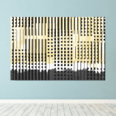 Abstract wit, geel en zwart streeppatroon canvas afdruk (Insitu (Houten vloer))