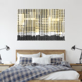 Abstract wit, geel en zwart streeppatroon canvas afdruk (Insitu (Slaapkamer))