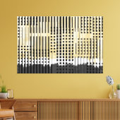 Abstract wit, geel en zwart streeppatroon canvas afdruk (Insitu (Woonkamer))