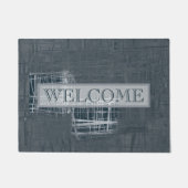 Abstract wit grijs blauw Welkom Deurmat (Voorkant)