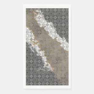 Abstract wit, grijs, Bronze, Gold patroon Servet