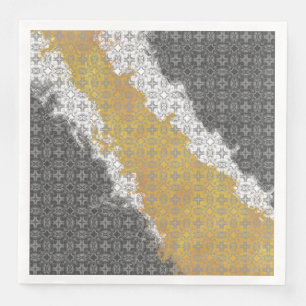 Abstract wit, grijs, Bronze, Gold  patroon Servet