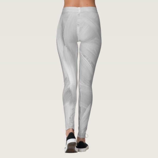 Abstract Wit & Grijs Brushstokes Ontwerp Leggings (Achterkant)