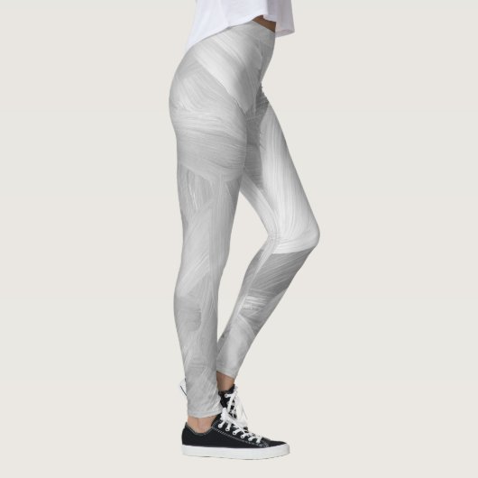 Abstract Wit & Grijs Brushstokes Ontwerp Leggings (Rechts)