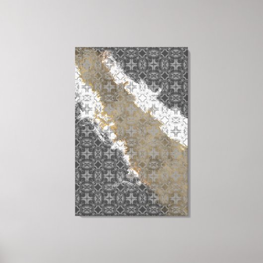 Abstract Wit, Grijs, en Goud Beige  Canvas Afdruk (Voorkant)