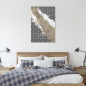 Abstract Wit, Grijs, en Goud Beige  Canvas Afdruk (Insitu (Slaapkamer))