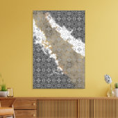 Abstract Wit, Grijs, en Goud Beige  Canvas Afdruk (Insitu (Woonkamer))