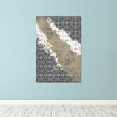 Abstract Wit, Grijs, en Goud Beige  Canvas Afdruk (Insitu (Houten vloer))