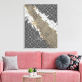 Abstract Wit, Grijs, en Goud Beige  Canvas Afdruk (Insitu (Woonkamer))