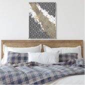 Abstract Wit, Grijs, en Goud Beige  Canvas Afdruk (Insitu (Slaapkamer))