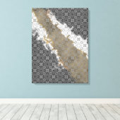 Abstract Wit, Grijs, en Goud Beige  Canvas Afdruk (Insitu (Houten vloer))