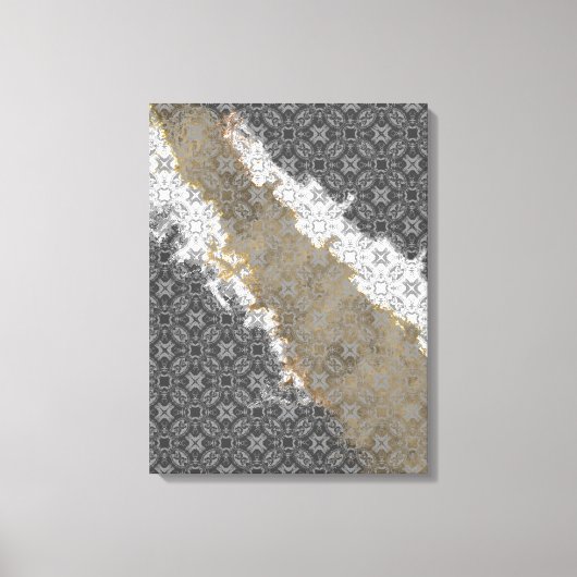Abstract Wit, Grijs, en Goud Beige  Canvas Afdruk (Voorkant)
