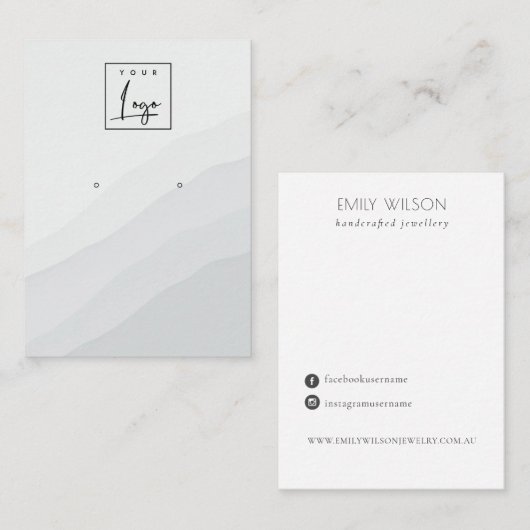 Abstract wit grijs golfbreker die Logo verdient Visitekaartje (Voorkant / Achterkant)