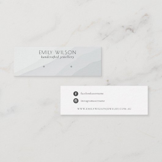 Abstract wit grijs golfstaafje met oorscherm mini visitekaartje (Voorkant / Achterkant)