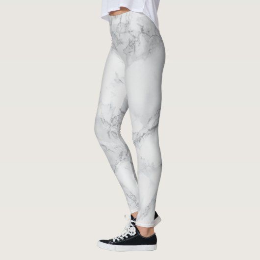 Abstract wit grijs marmermodel leggings (Links)