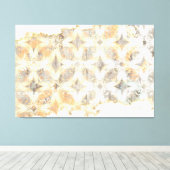 Abstract wit, grijs, Sinaasappel en blauw patroon Canvas Afdruk (Insitu (Houten vloer))