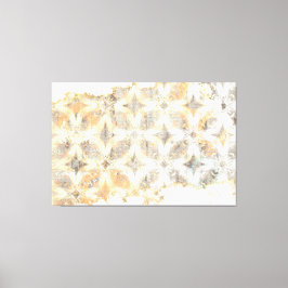 Abstract wit, grijs, Sinaasappel en blauw patroon Canvas Afdruk