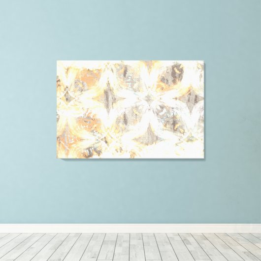 Abstract wit, grijs, Sinaasappel en blauw patroon Canvas Afdruk (Insitu (Houten vloer))