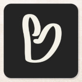 Abstract wit hart op zwart kartonnen onderzetters (Voorkant)