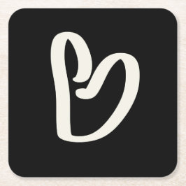 Abstract wit hart op zwart kartonnen onderzetters