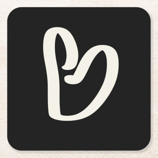 Abstract wit hart op zwart kartonnen onderzetters (Voorkant)