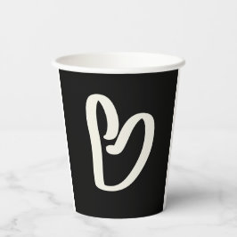 Abstract wit hart op zwart papieren bekers