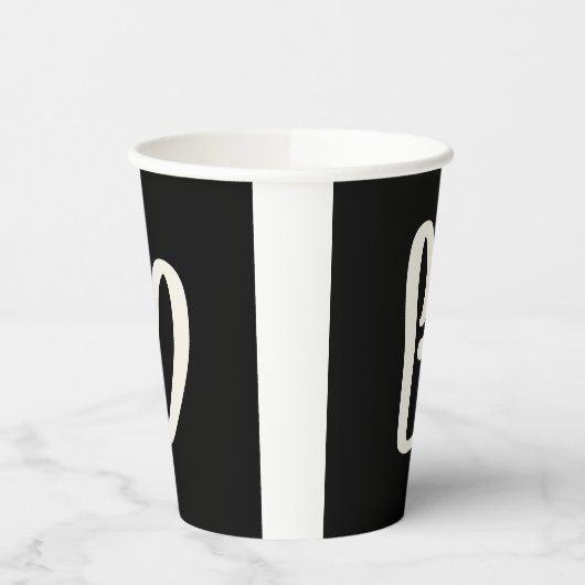 Abstract wit hart op zwart papieren bekers (Links)