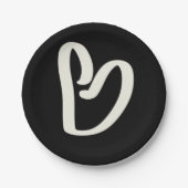 Abstract wit hart op zwart papieren bordje (Voorkant)