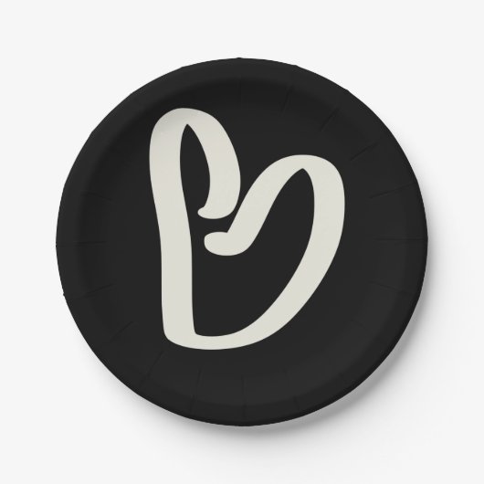 Abstract wit hart op zwart papieren bordje (Voorkant)