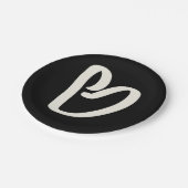 Abstract wit hart op zwart papieren bordje (Gekanteld)