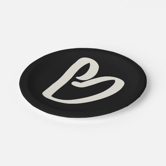 Abstract wit hart op zwart papieren bordje (Gekanteld)