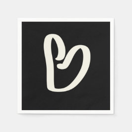 Abstract wit hart op zwart servet