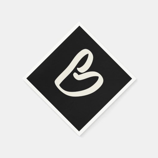 Abstract wit hart op zwart servet (Hoek)