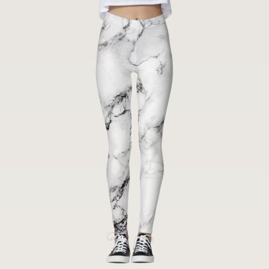 Abstract wit marmer leggings (Voorkant)
