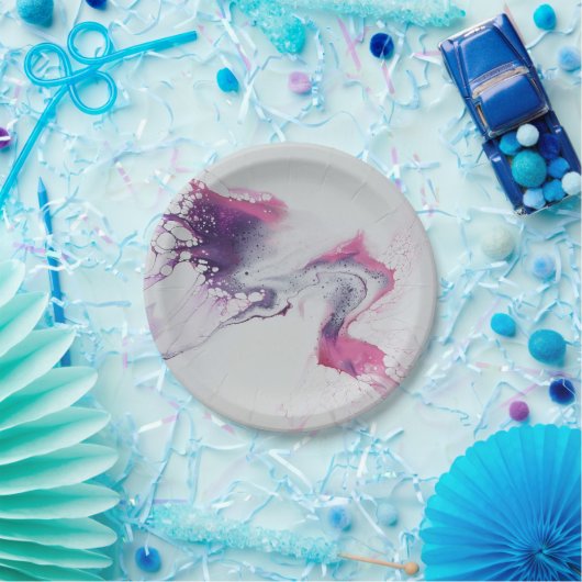 Abstract wit paars patroon. papieren bordje (Feest)