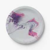 Abstract wit paars patroon. papieren bordje (Voorkant)