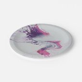 Abstract wit paars patroon. papieren bordje (Gekanteld)