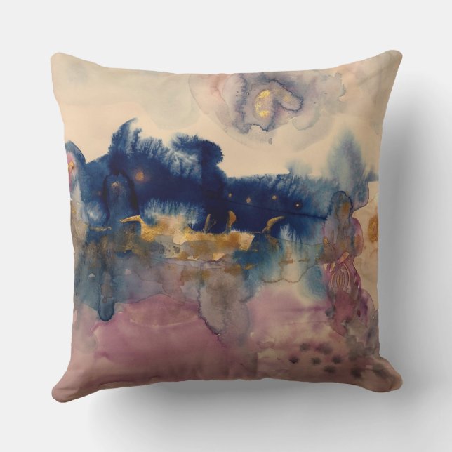 abstract with blue and pink pillow kussen (Achterkant)