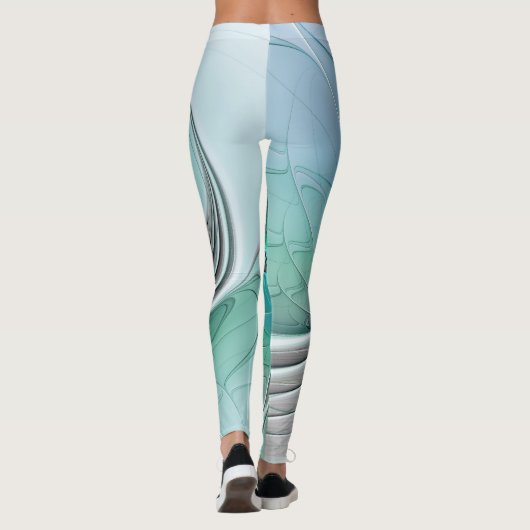 Abstract With Blue, Modern Fractal Art Leggings (Achterkant)